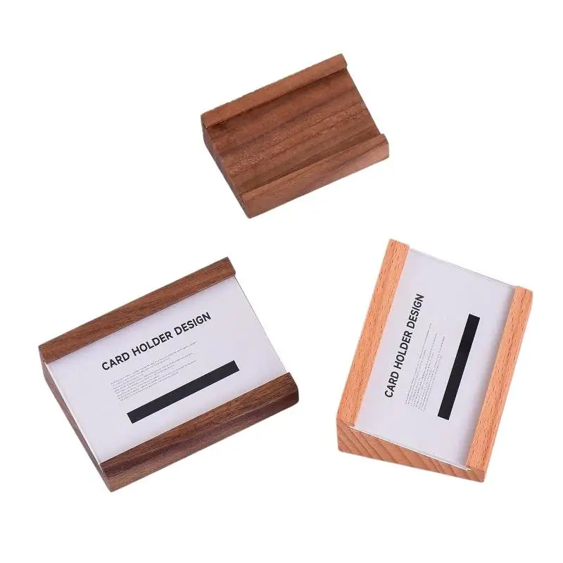 1PC Wood Price Label Tags Table Number Name Card Holder Menu Holder Small Acrylic Sign Holder Display Stand