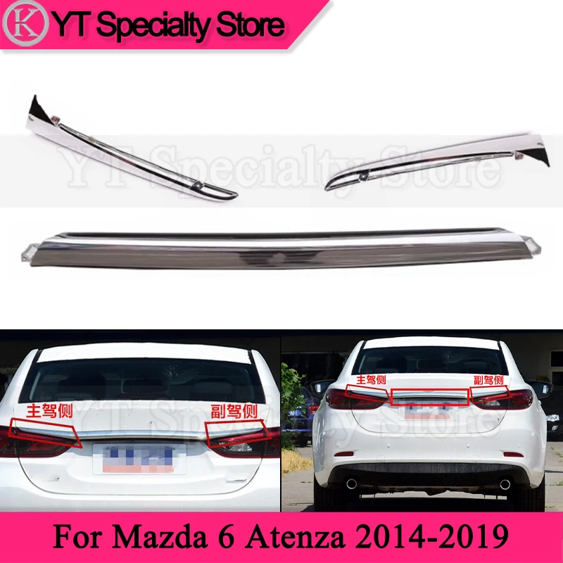 

Kamshing 1set Car Trunk Bright Strip For Mazda 6 Atenza 2014-2019 Taillight Trim Strip Rear Trunk Tailgate Boot Trim Cover