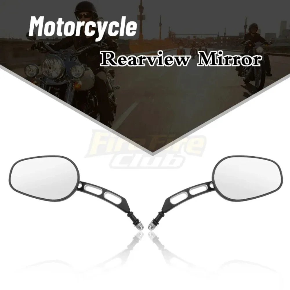 WB3 Universal 8mm 10mm Motorcycle Mirror Adjustable Convex Lens Aluminum Side Rear View For Cruiser Chopper Sport Street