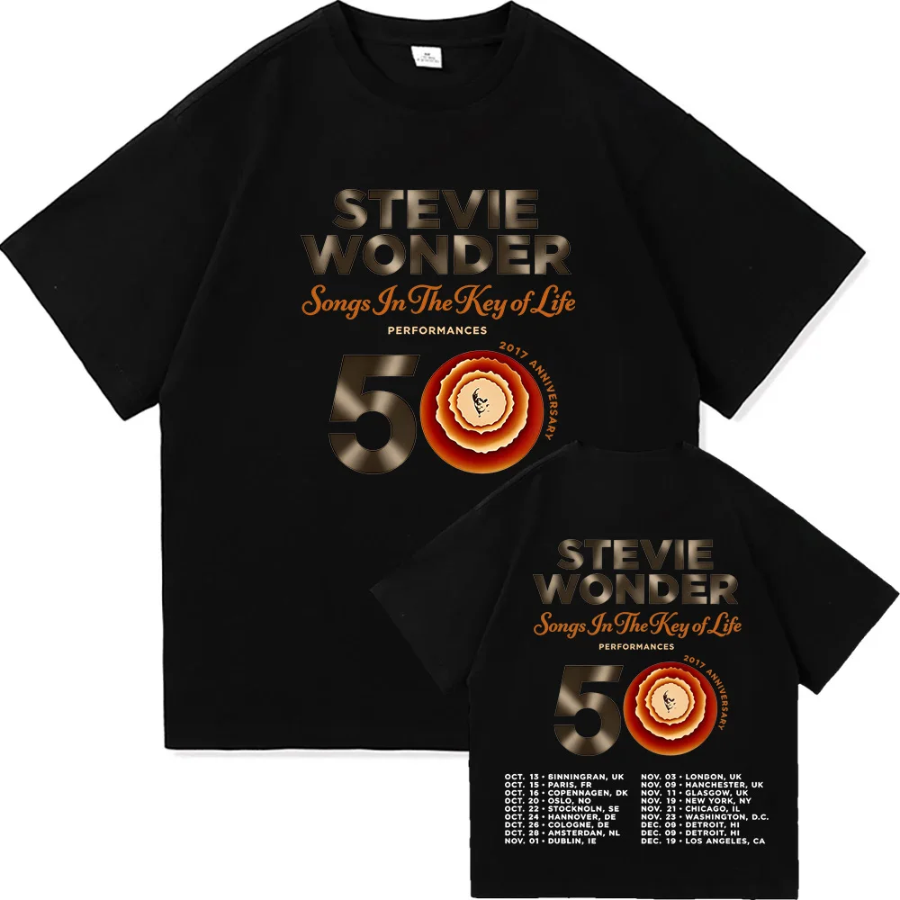 Stevie Wonder Songs in The Key of Life 50th Anniversary Tour T-shirt Cotton Soft Unisex Streetwear Short Sleeve Women Men Tshirt