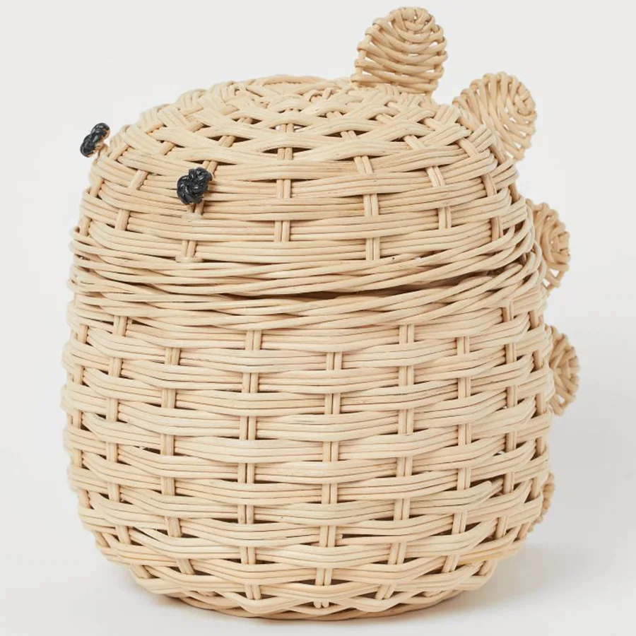 

Ins handmade rattan weaving small dinosaur storage basket baby toy decorative storage basket photography prop natural rattan