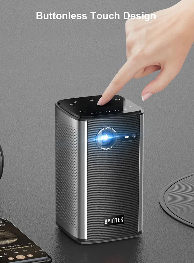 BYINTEK P70 Projector 4K 1080P DLP Mini Portable Projector Home Theater Smart Wi-Fi & Bluetooth for Movies & Gaming With Battery