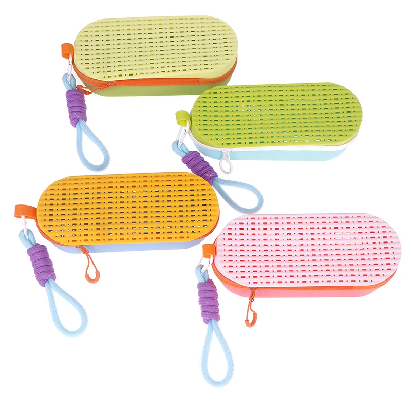 실리콘 수영 고글 케이스 수영 고글 보호 케이스 배수구 지퍼 선글라스 케이스 여성용 남성용 어린이 수영 선수