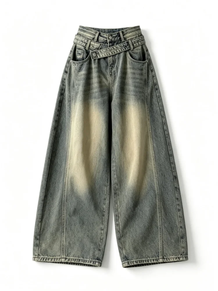 Women Blue Y2k Jeans Hiphop Grunge Baggy Denim Trousers Harajuku Vintage Oversize Jean Pants Alternative Clothes for Women 2027