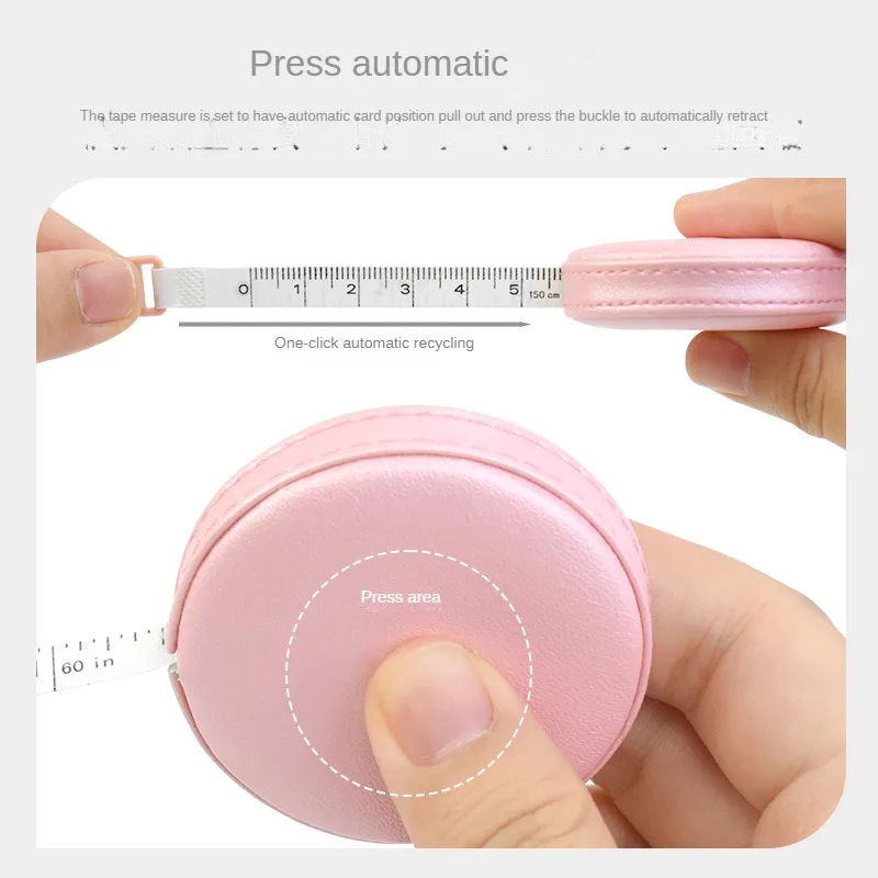 150cm 60" Retractable Ruler Leather Measuring Auto Shrink Portable Roll Centimeter Inch Measuring Tool