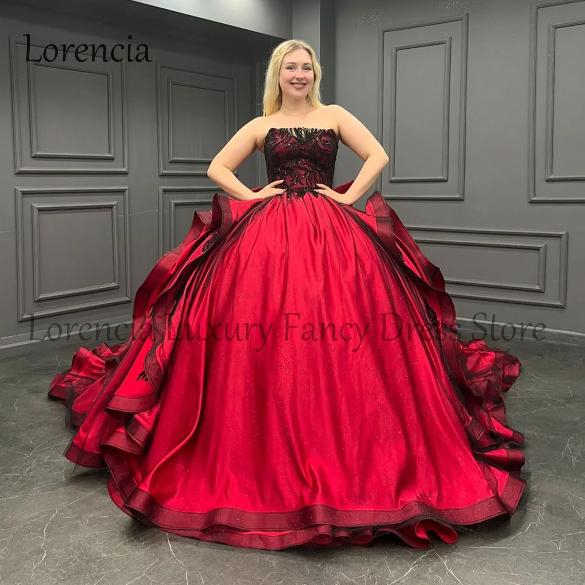 

Red 2024 Quinceanera Dress Sleeveless 3D Colorful Flowers Strapless Applique Sweet 15 16 Ball Gown Formal Vestidos De 15 Años