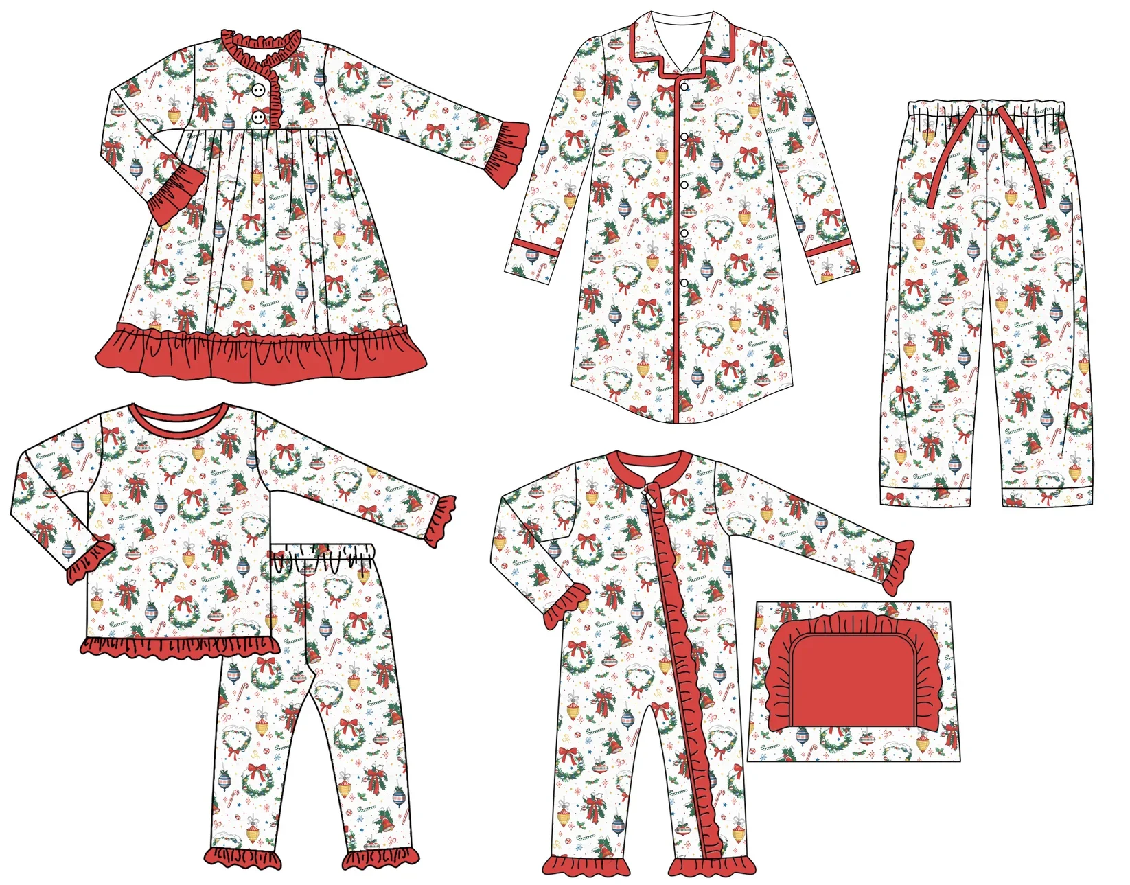 

Boutique children's suit Christmas long-sleeved tree gift box snowman print trousers girls pajamas set baby jumpsuit dress shirt