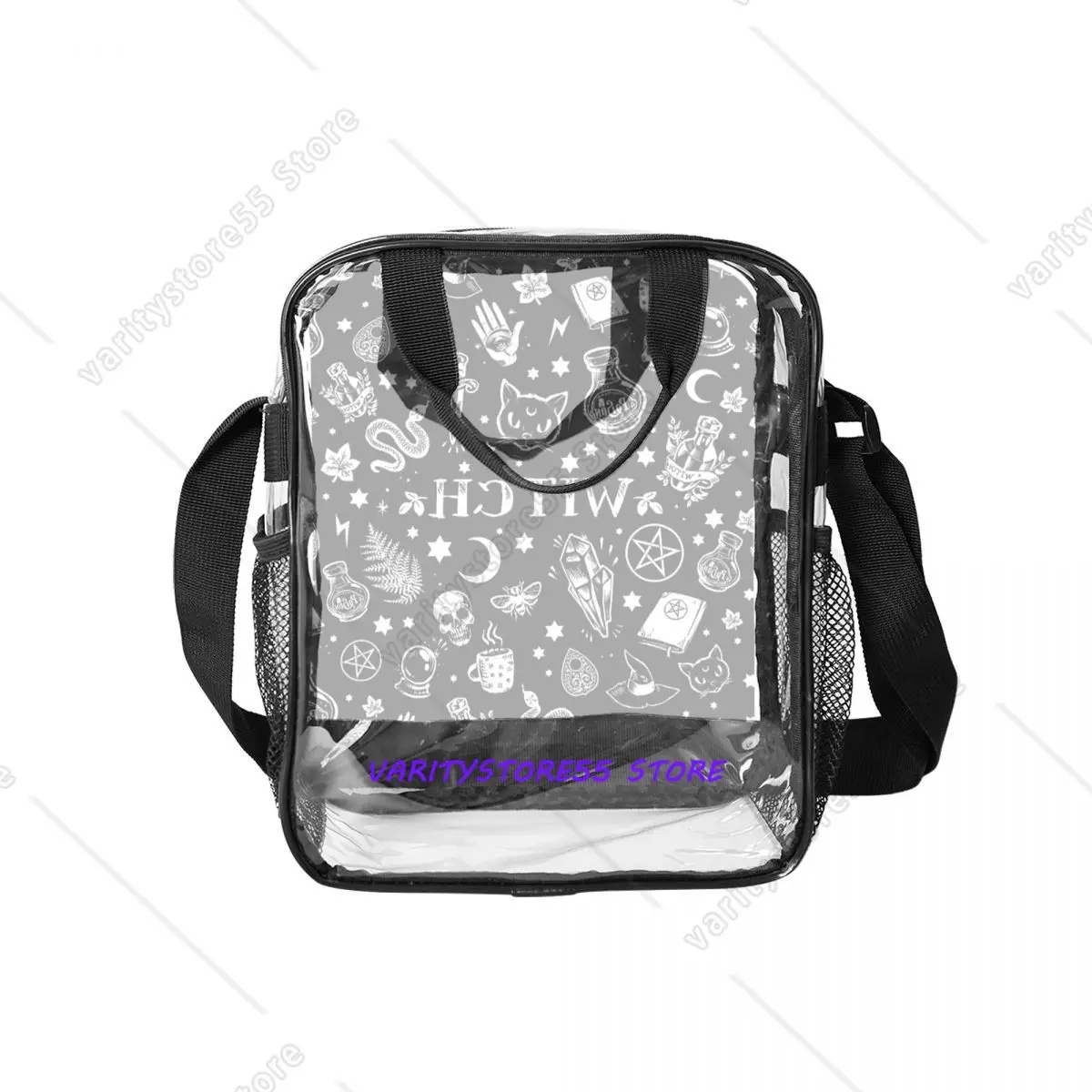 Custom Gothic Cat Clear Lunch Bag Men Women Cooler Thermal Insulated Lunch Boxes for Kids School