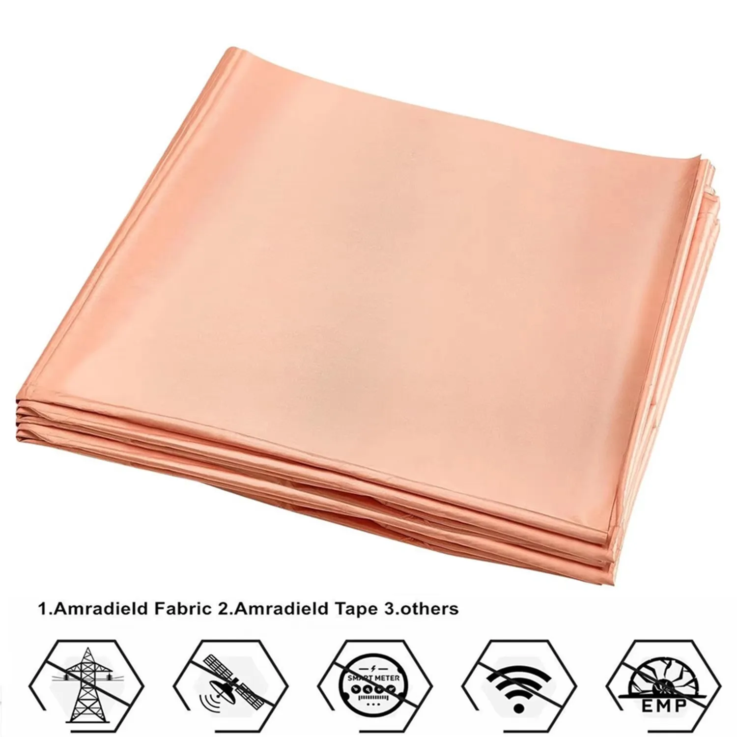 Golden Faraday Fabric RFID Shielding Cloth Copper EMF Protection Material, WiFi RF Signal Blocker, Anti-Radiation Conductive