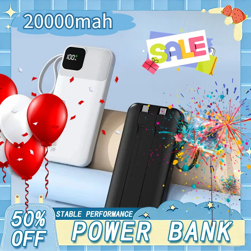 

Внешний аккумулятор Power Bank 50000 мАч, портативное зарядное устройство с быстрой зарядкой 66 Вт для iPhone и Redmi