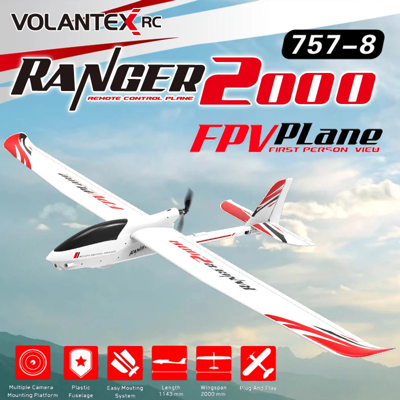 VOLANTEXRC 757-8 Ranger 2000 5CH เครื่องบิน FPV 2 เมตร Wingspan Unibody พลาสติกลําตัว PNP ไม่มีแบตเตอรี่รีโมทคอนโทรล