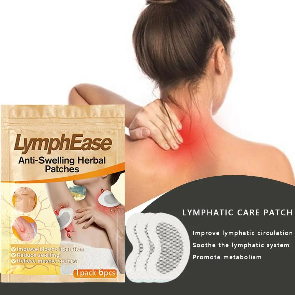 6pcs Herbal Extracts Lymphatic Detox Patch Breast Effective Anti-Swelling Neck Armpit Lymphatic Detox Patch External Use Care