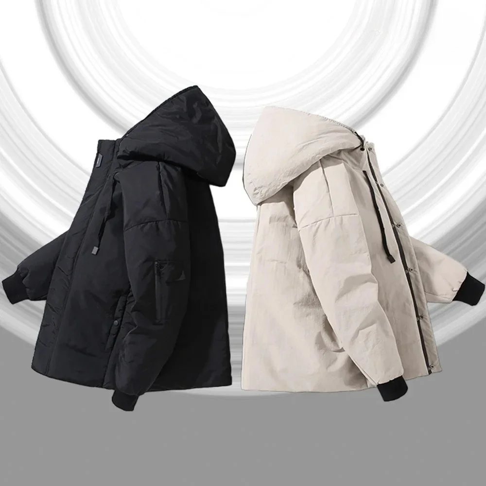 الشتاء الرجال الأبيض بطة أسفل عمال سترة في الهواء الطلق معطف غير رسمي المألوف مقاومة البرد الدافئة مقنعين أسفل معطف الرجال سترات #6