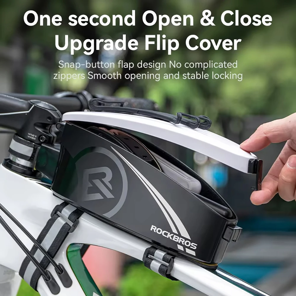 

ROCKBROS Bicycle Phone Bag Raincover Bike Phone Holder Bag Waterproof Cycling Bag Front Beam Bag Hard Shell Upper Tube Bag