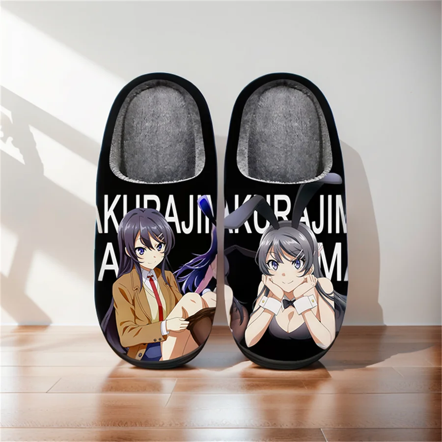 

Anime Cartoon Cute Home Slippers Sakurajima Mai Cosplay Winter Warm Slippers For Man Woman Boy Girl Unisex Halloween Gift