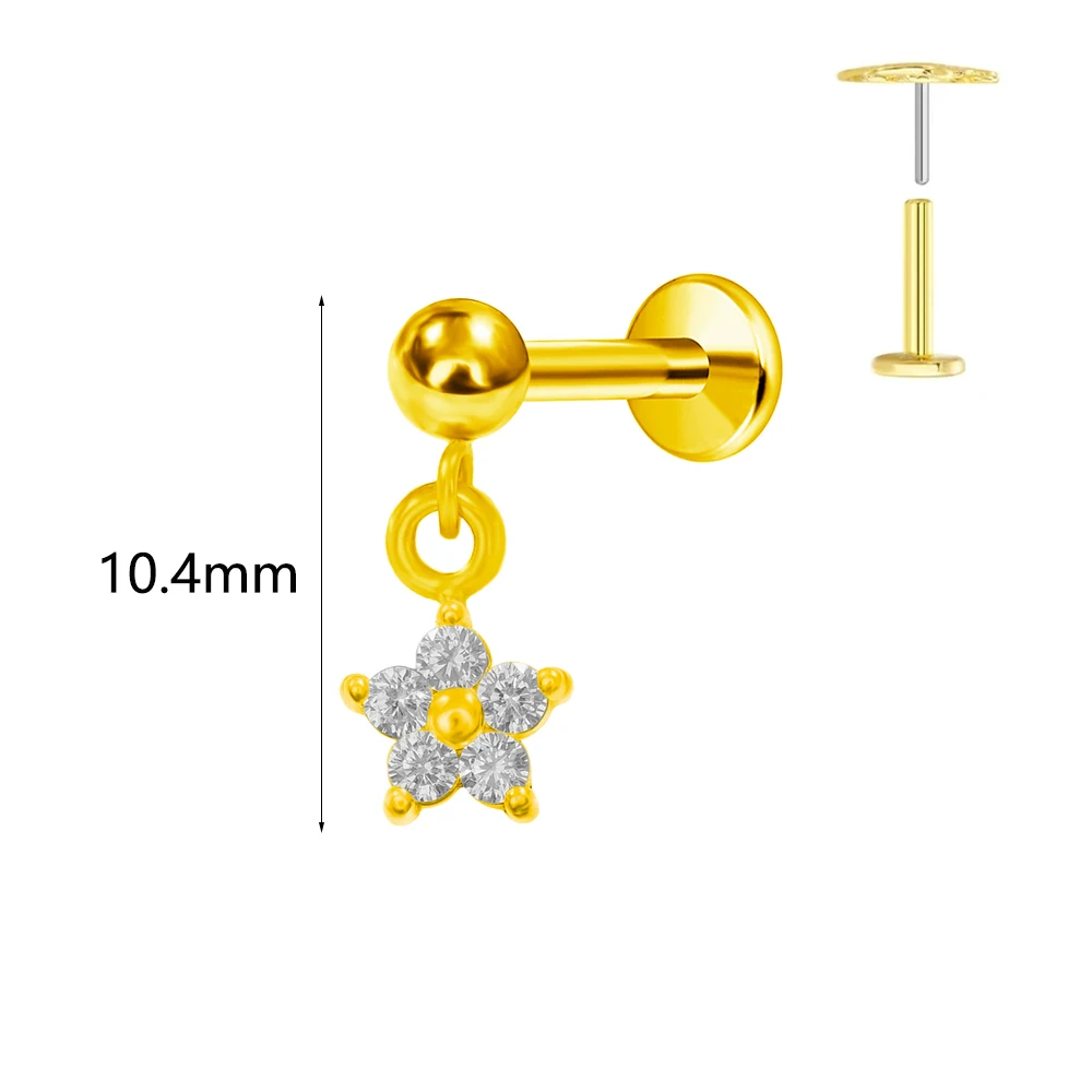 G23 Titanium Water Drop CZ Labret Piercing Earring Stud