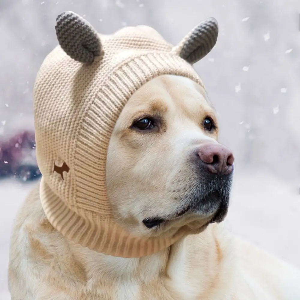 Quiet Dog Ear Muffs Noise Protection Pet Ears Covers Knitted Hat Anxiety Relief Winter Warm Earmuffs For Medium Large Dogs New