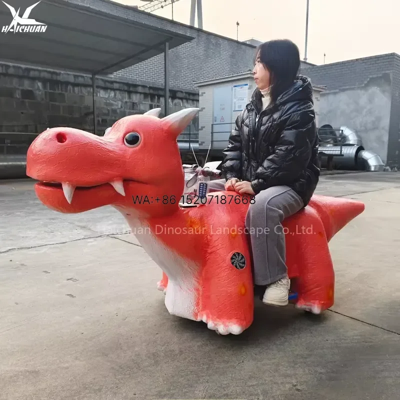 Wmwmnu for Token Coin Operated Dinosaur Scooter Ride for Kids 4-6 Years Indoor Outdoor Commercial Amusement Mall