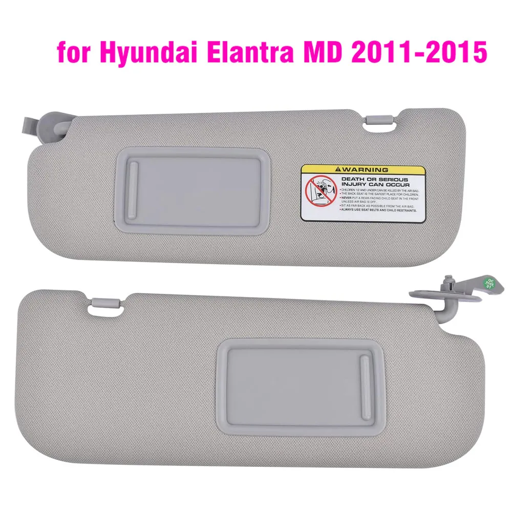 Front Sun Visor Panel  Interior Sunvisor Makeup Mirror For Hyundai Elantra MD 2011 2012 2013 2014 2015 Gray 852103X000