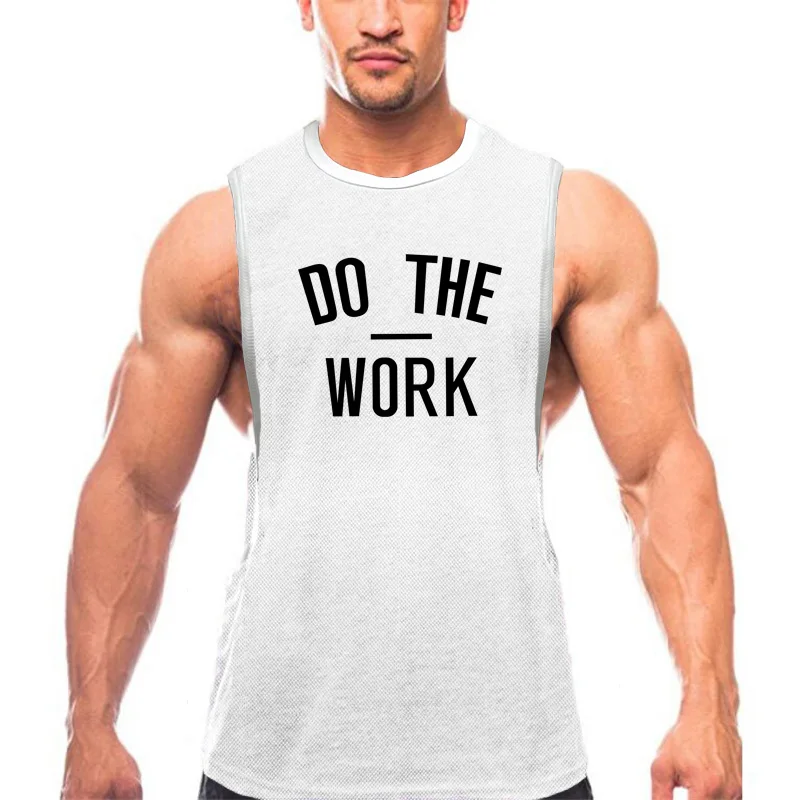 Herren-Sport-Unterhemden mit Schlitzen auf beiden Seiten, Sommer, atmungsaktiv, schnell trocknend, Mesh-T-Shirts, Fitnessstudio, Fitness, Bodybuilding, ärmellose Tanktops