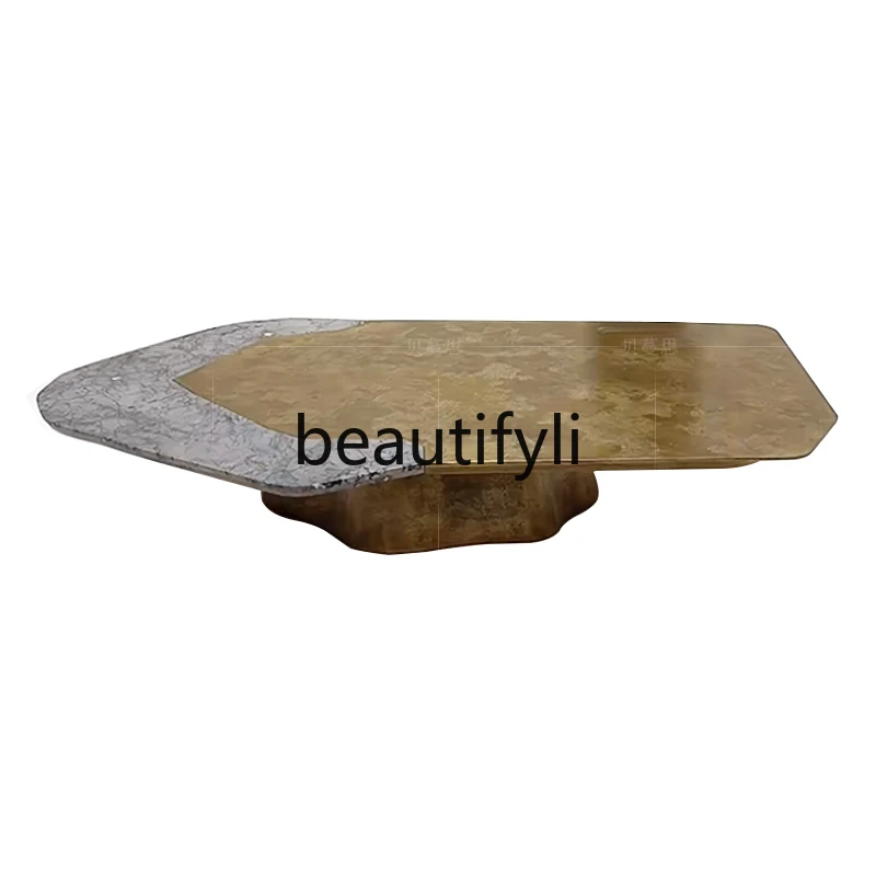 

Italian light luxury marble coffee table living room home high-end tea table special-shaped metal coffee table