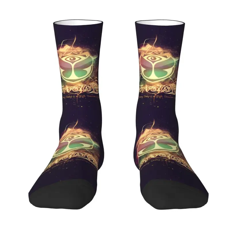 

Custom Tomorrowland Flag Mens Crew Socks Unisex Fun 3D Printed Dress Socks