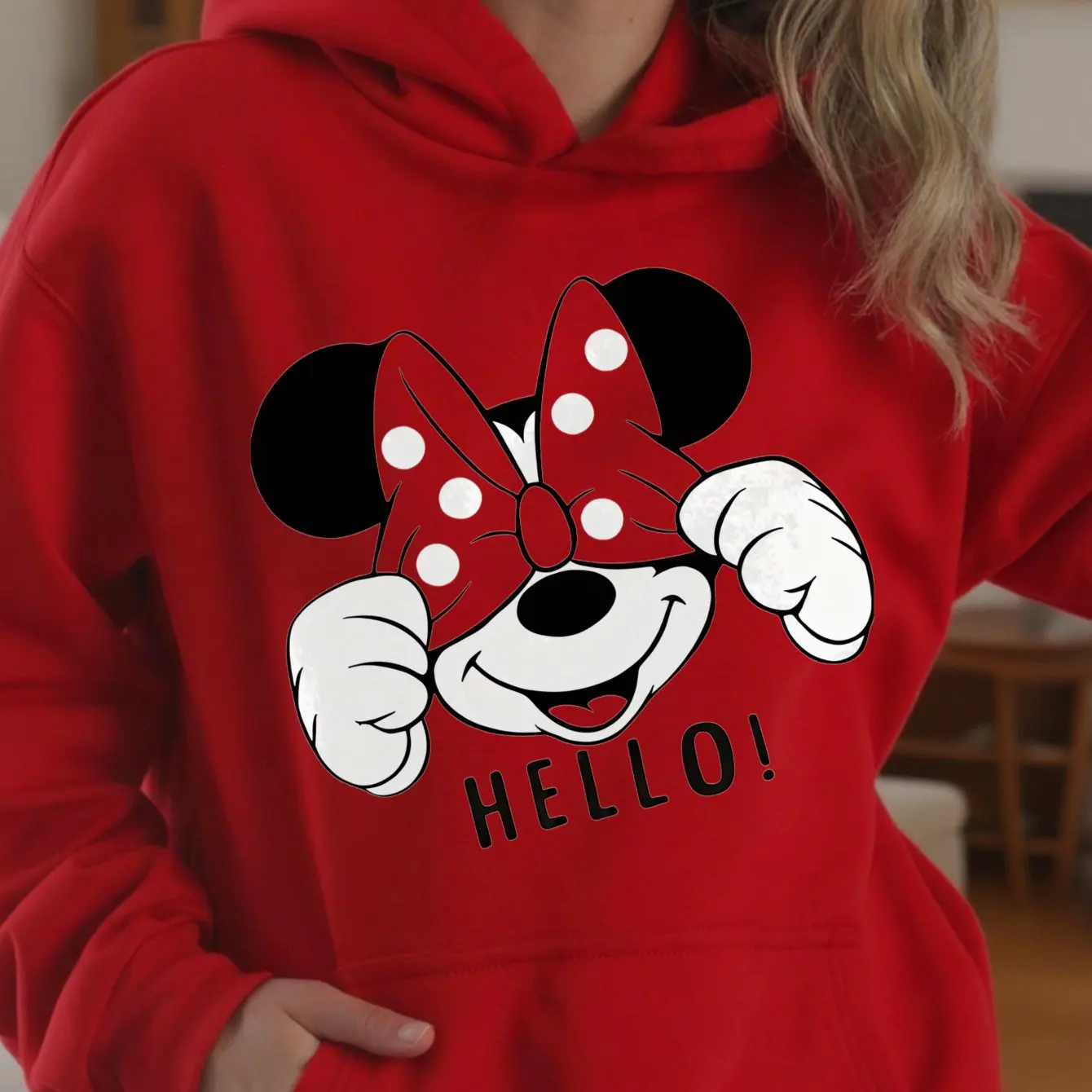Felpe con cappuccio Disney Minnie Mouse Moda Streetwear oversize Felpe con cappuccio unisex Felpe Autunno e inverno in pile Casual Versatile