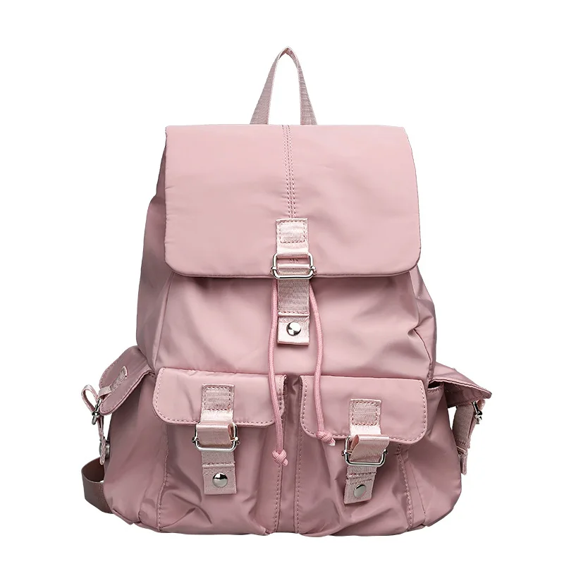 Preppy Style Flap Buckle Muti Pocket Nylon Women Backpack Niche Design College School Women Bags Travel Commuter Girls Backpack