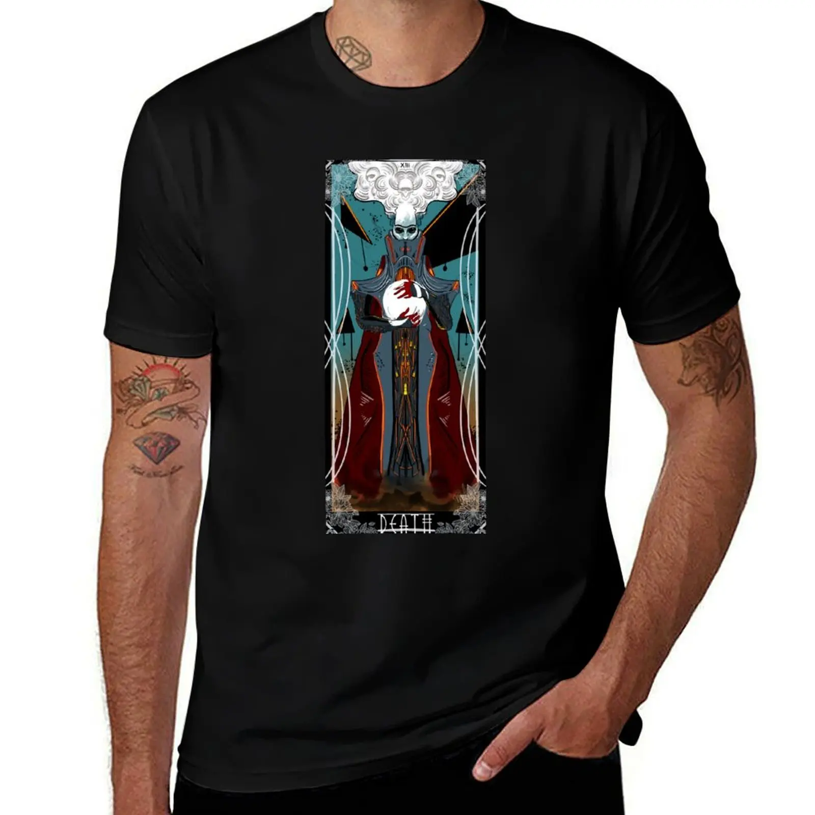 T-shirt avec motif minimaliste Death Destiny Tarot With Border