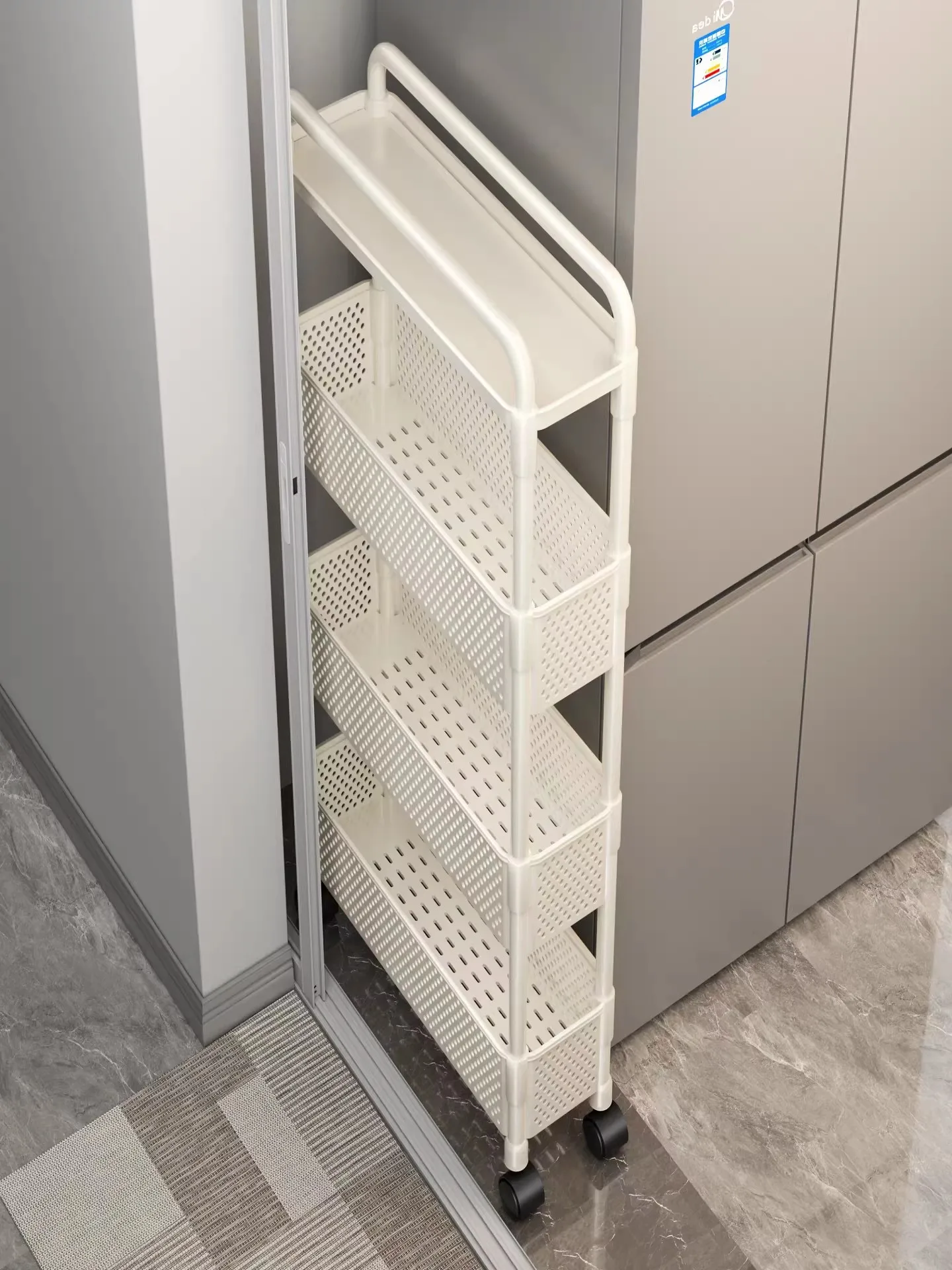 

Многофункциональная настенная полка-органайзер для холодильника, кухонная подставка-тележка, органайзер для специй, роскошный стиль, нержавеющая сталь