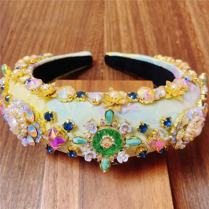 2024 New Design Handmade Retro Baroque Rhinestone Crystal Headbands For Women Jewelry Accessories Hairband High Quality Headwear