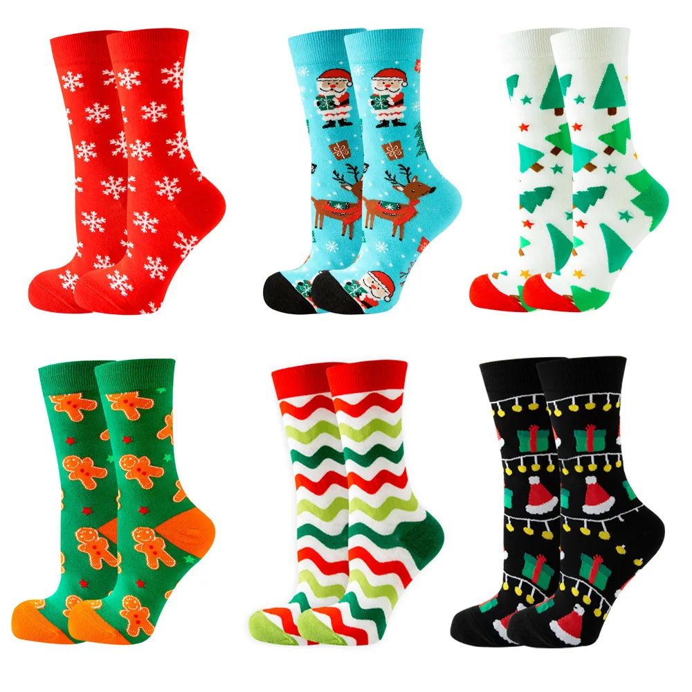 2023 Creative Christmas Socks Colorful Fun Socks Children Cute Sock Christmas Gift Elk Snowman Santa Printed Socks for Men Women