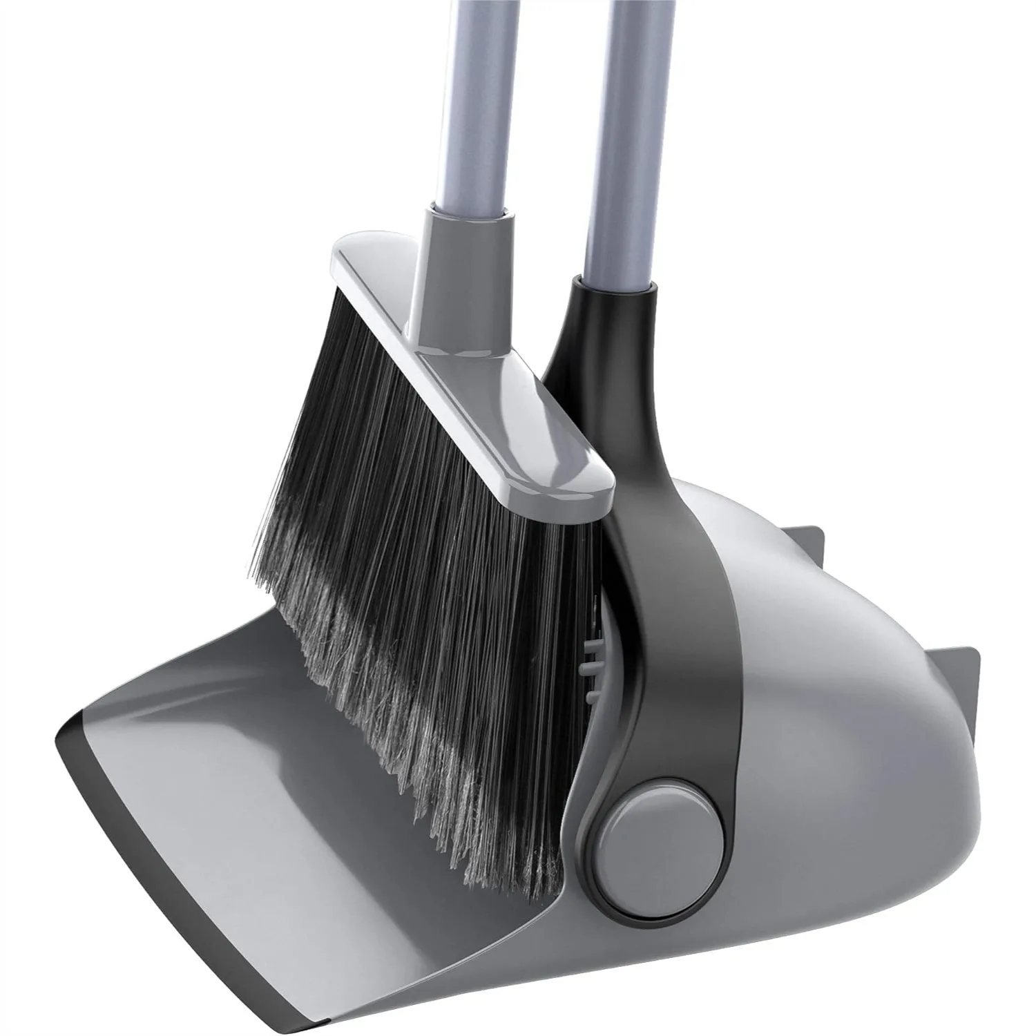 

Adjustable Long Handle Broom and Dustpan Set for Floor Cleaning, Upright Combo with Easy Storage