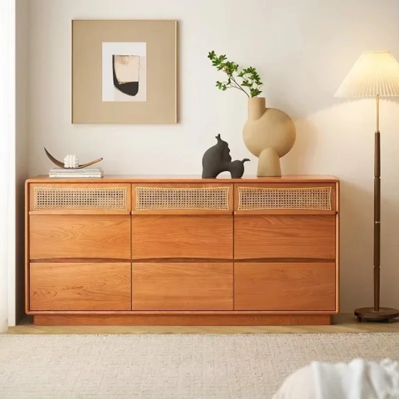 

9 chest of drawers solid wood cherry wood, Nordic sideboard, living room bedroom furniture locker
