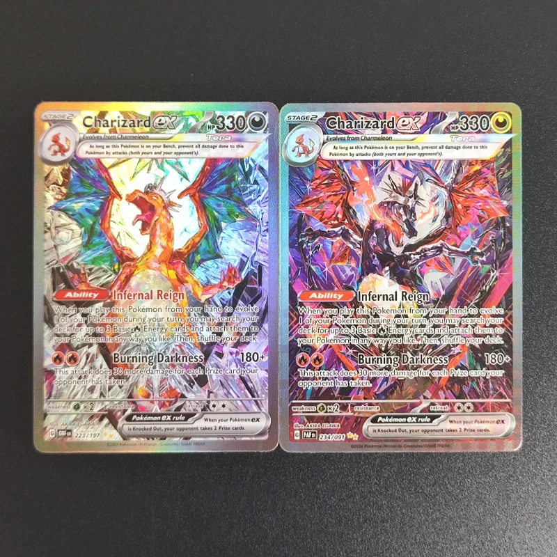 

DIY Proxy PTCG PKM Foil Card English Charizard EX #234 Paldean Fates Charizard EX #223 Obsidian Flames Hobby Collection Card Toy