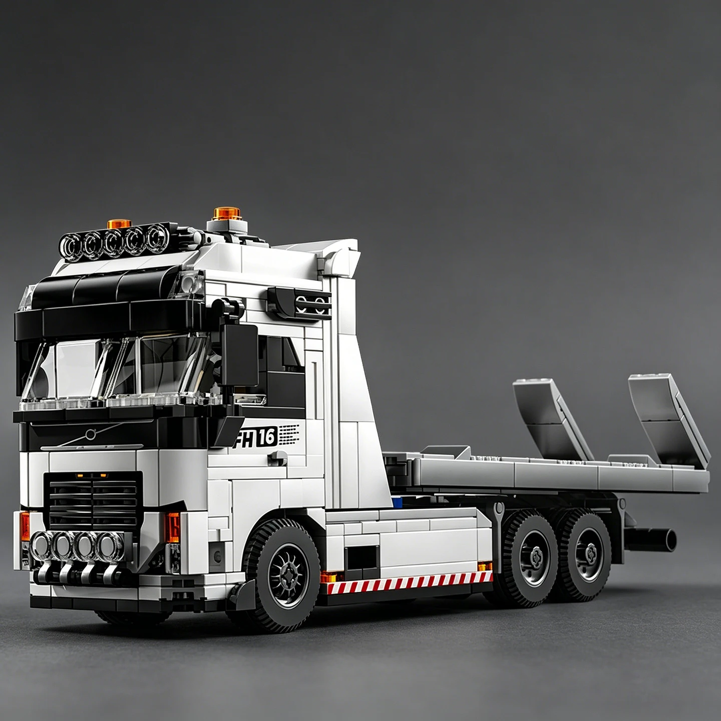 MOC FH16 Rescue Trailer 6x4 Towing Truck Modular Assembly Caravan Model Truck Toy DIY Modification Add-On Travel Version Car