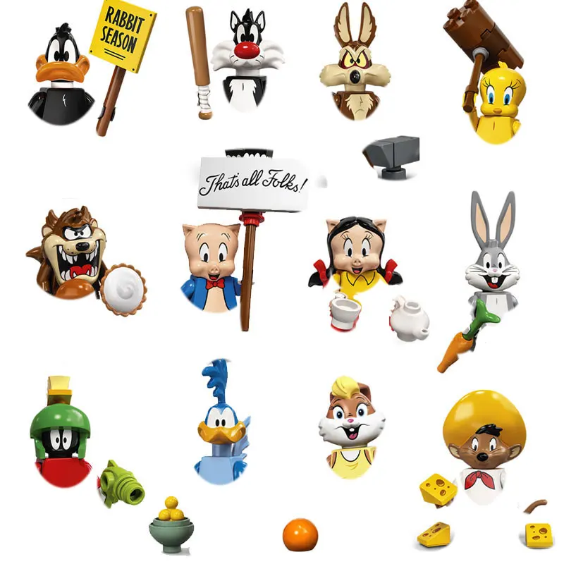 Disney Mini Anime Action Assemble Toys Figures Building Blocks Cartoon Bunny Californianus Daffy Duck Porky Pig Bricks kids gift