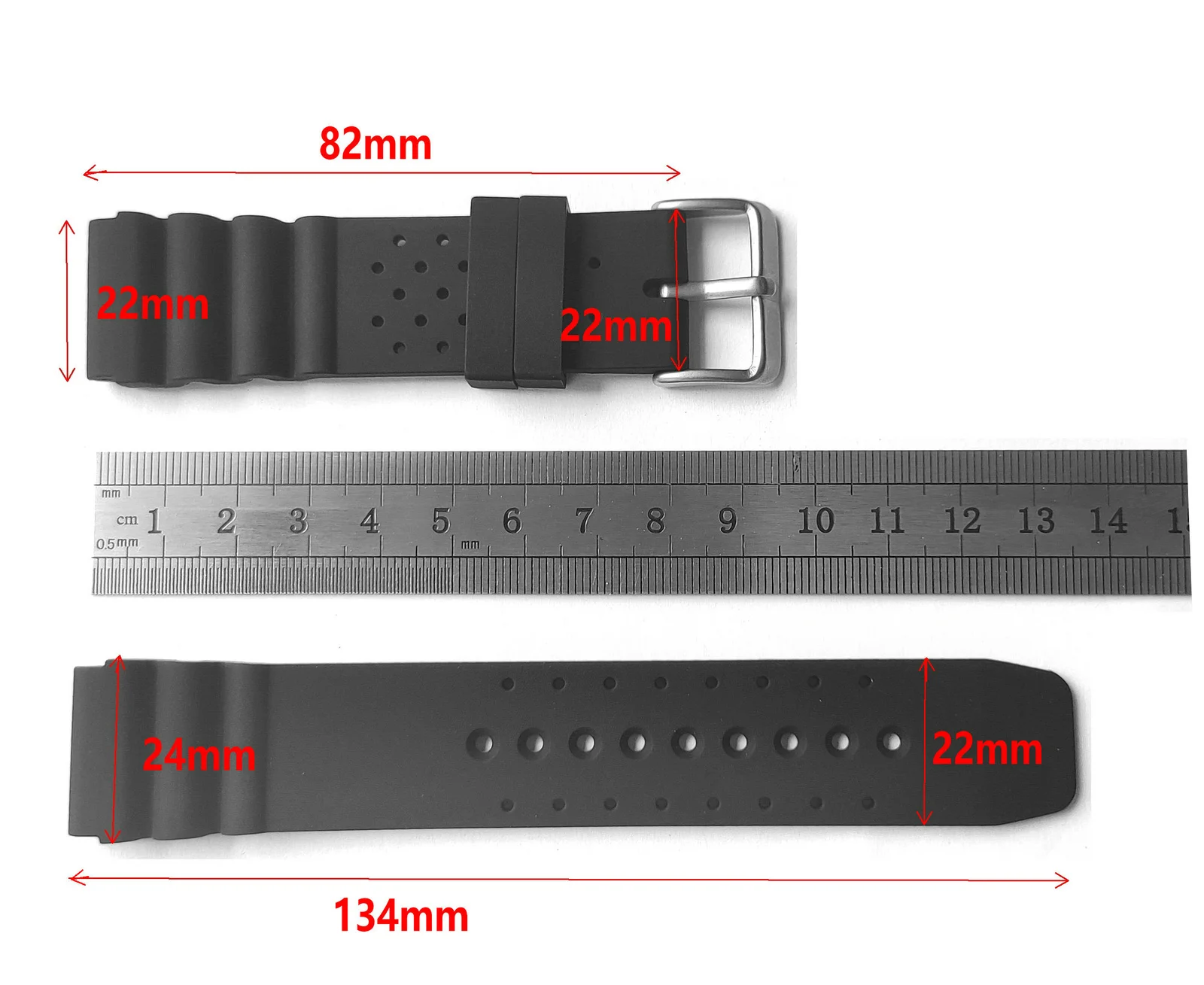 22mm Soft Silicone Rubber Watch Band Replacement Strap for Seiko Monster Scuba Citizen Casio Swordfish MDV106