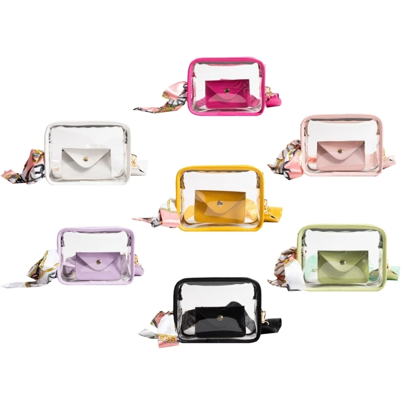 Women Wide Strap Crossbody Bag Clear Purse Female Jelly Shoulder Bag for Concert