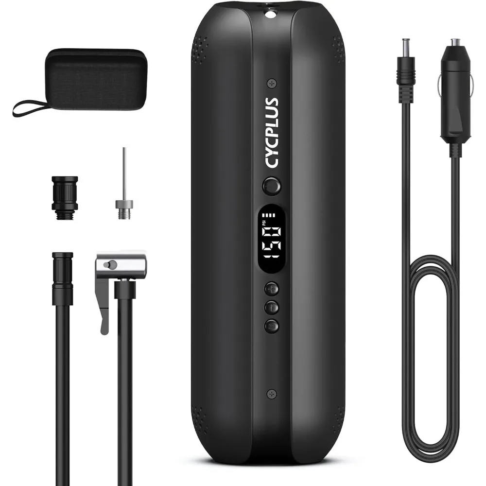 CYCPLUS منفاخ الإطارات ضاغط هواء محمول - مضخة هواء لاسلكية 150 رطل لكل بوصة مربعة مع مقياس ضغط الإطارات الرقمي، شاشة LCD دقيقة #1