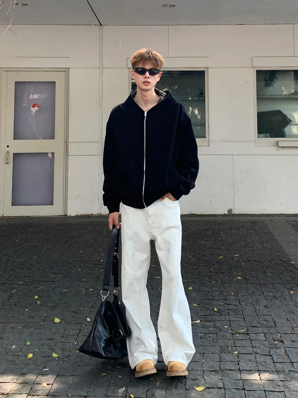 Cleanfit High Street Knife White Denim Jeans Men's Slim Straight Micro Flare Pants Trendy Youthful Long Trousers Jeans