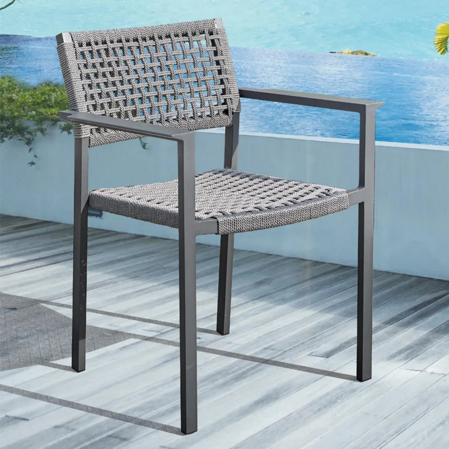 Aluminum Frame Olifen Back Weaving Without Hole Patio Outdoor Dining Chair Garden Seating