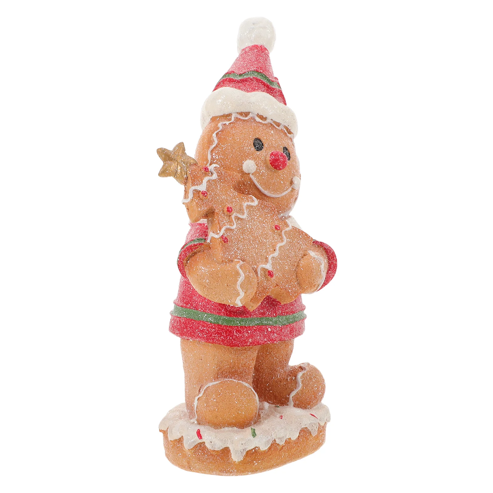

Gingerbread Man Statue Resin Made Small Table Decor for Christmas Shelf Desktop Ornament Holiday Gathering Winter Theme Setup