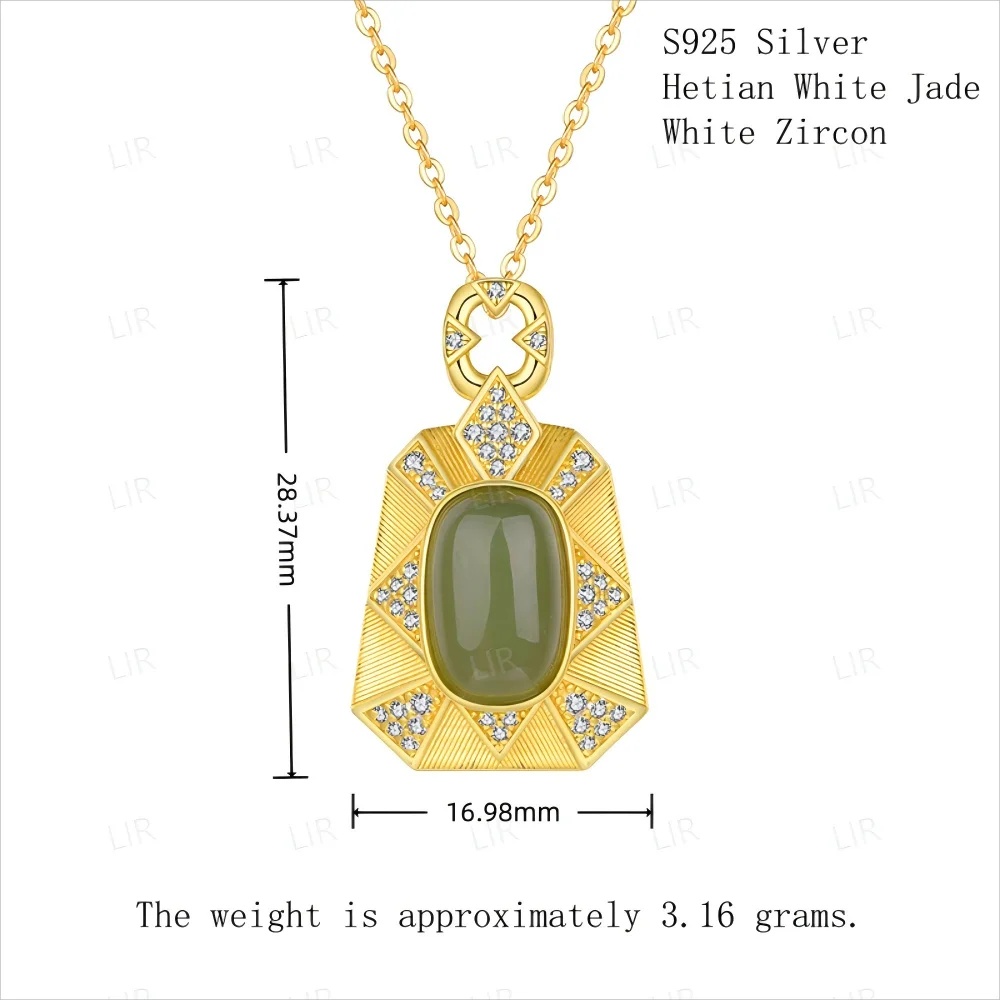 LIR S925 الفضة الاسترليني الطبيعية Hetian جاسبر قلادة قلادة - FengShui حسن الحظ |   مجوهرات محظوظة للنساء |   سحر عصري