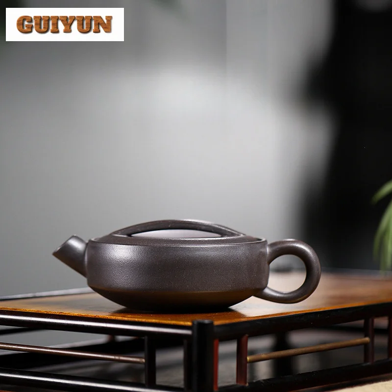 

180ML Boutique Yixing Purple Clay Teapots Handmade Pot Raw Ore Black Mud Tea Soaking Kettle with Infuser Zisha Tea Set Ornaments