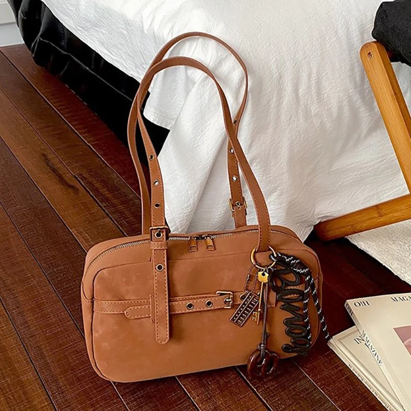 Ladies' Handbag 2026 Solid Color Design Boston Shoulder Bag New High-Quality Pu Wear-Resistant Crossbody Bags