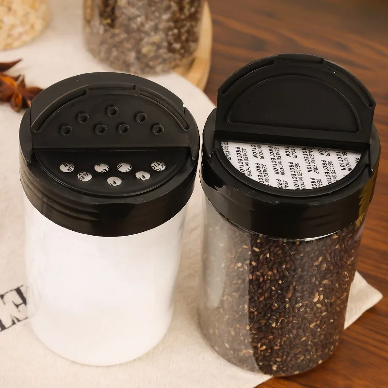 12/1 قطعة زجاجة توابل بلاستيكية شفافة ملح فلفل الهزازات الشواء المطبخ التوابل الجرار صندوق بهار المطبخ مسحوق تخزين يمكن #4