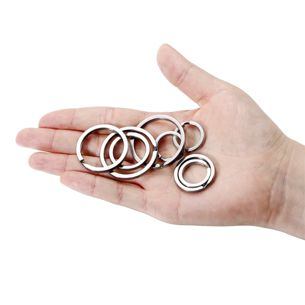 10/20pcs/Lot Stainless Steel Key Chain Ring Steel Round Flat Line Split Ring Loop Connectors DIY Car Keychain Jewellery Findings