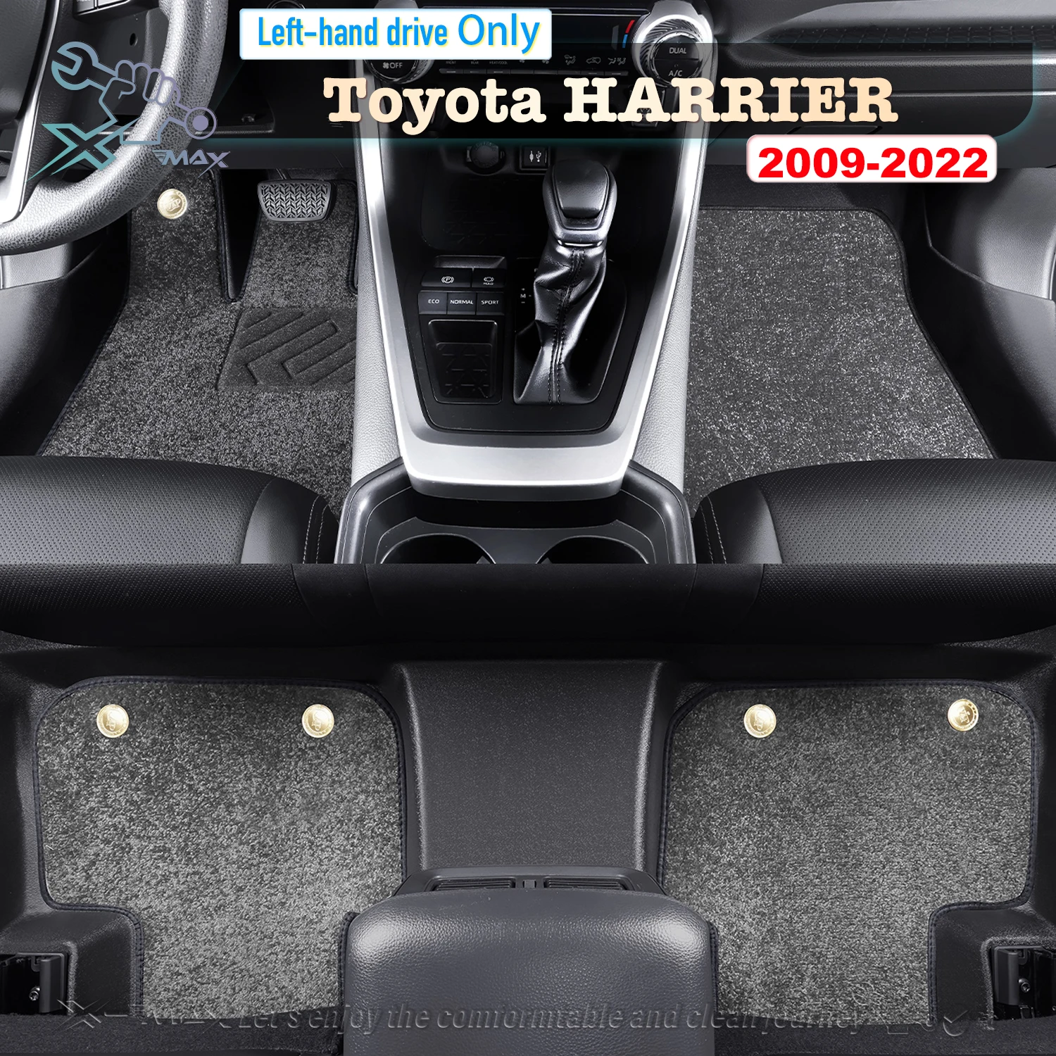 

Автомобильный напольный коврик с левым рулем для Toyota HARRIER 2009-2022, полноразмерный коврик для ног, автомобильный напольный коврик, напольный коврик, водонепроницаемый