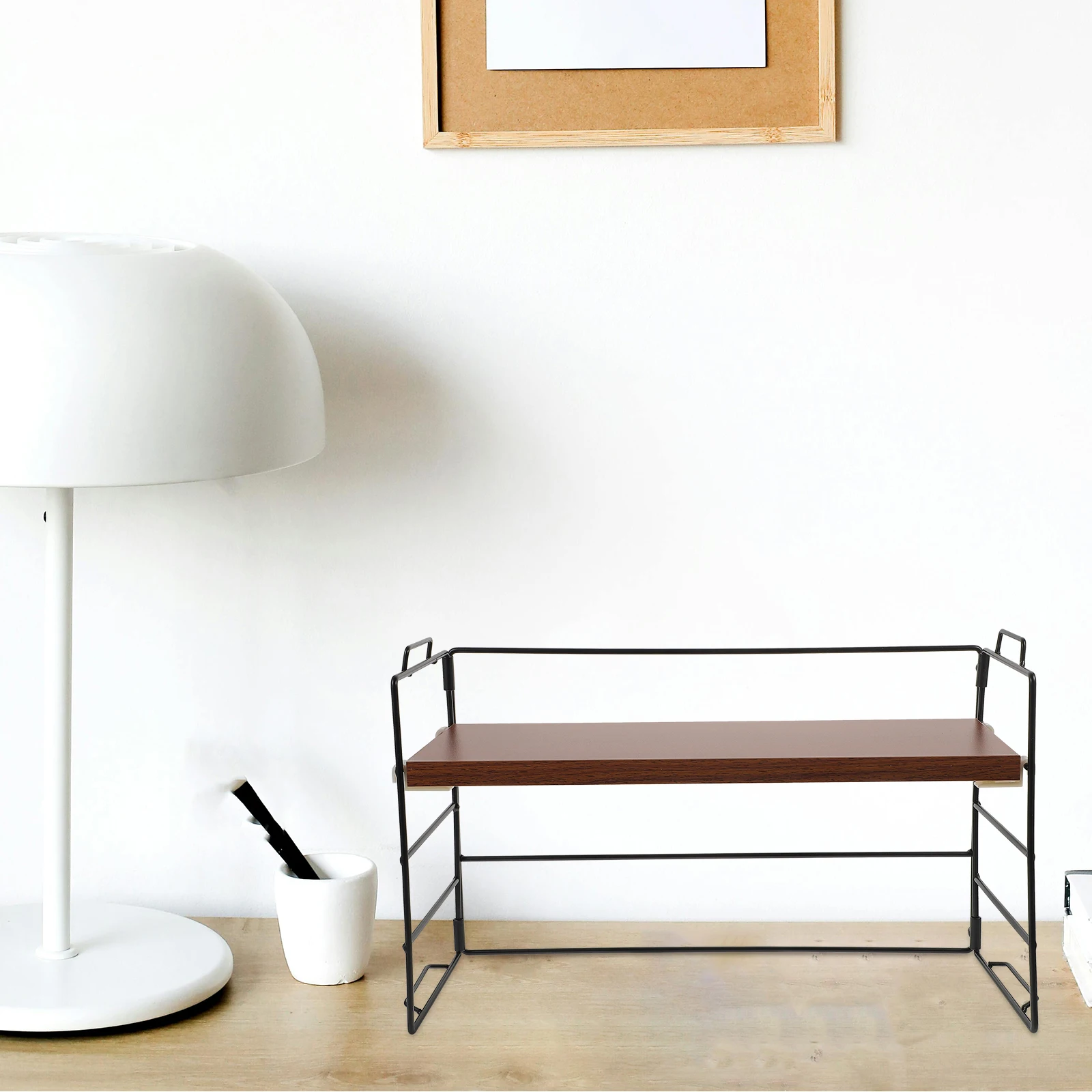 منظم رف تخزين سطح المكتب من الحديد الخشبي لمكتب المنزل وحامل الملفات بسعة كبيرة وسطح أملس ومتعدد الأغراض #3